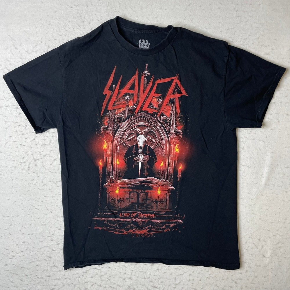 Slayer T-Shirt Mens Medium Black Altar of‎ Sacrifice Graphic Short Sleeve Band